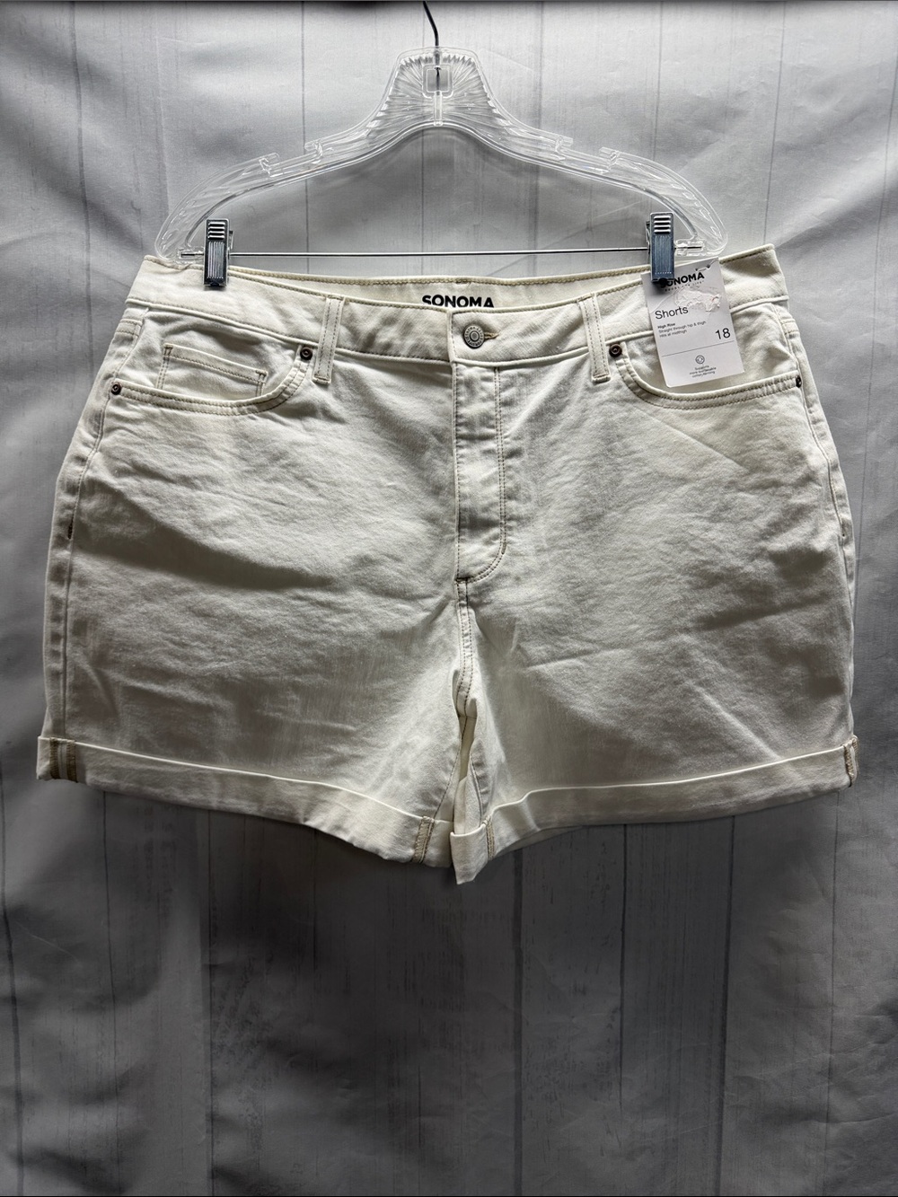 Sonoma NWT White High Rise Cuffed Denim Jean Shorts Size 18